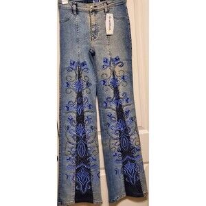 BrazilRoxx Embellished Embroidered Jeans BR 36/US 0 Blue - NEW With Tags